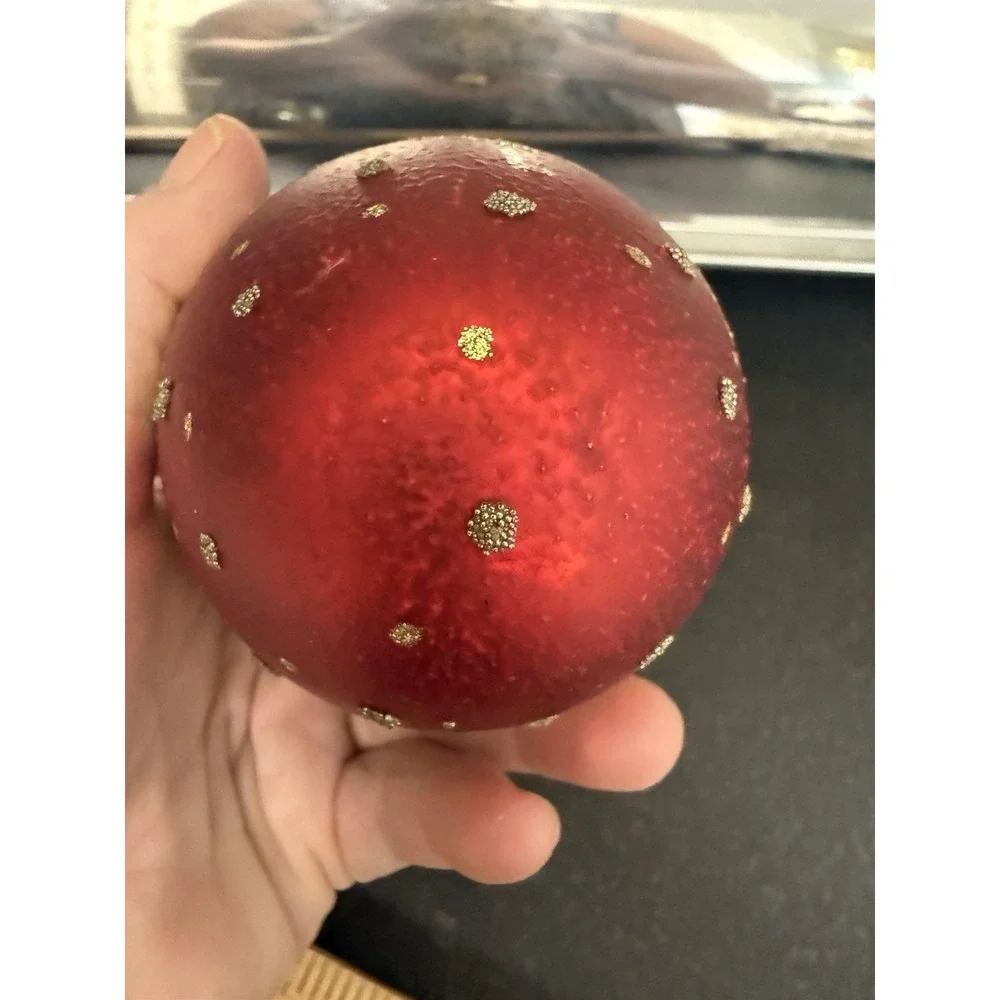 Dept 56 Christmas Ornament Blown Glass VTG Glitter Sequins Paint